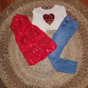 Bundle set Outfit, blue Jeans,puffer and Top